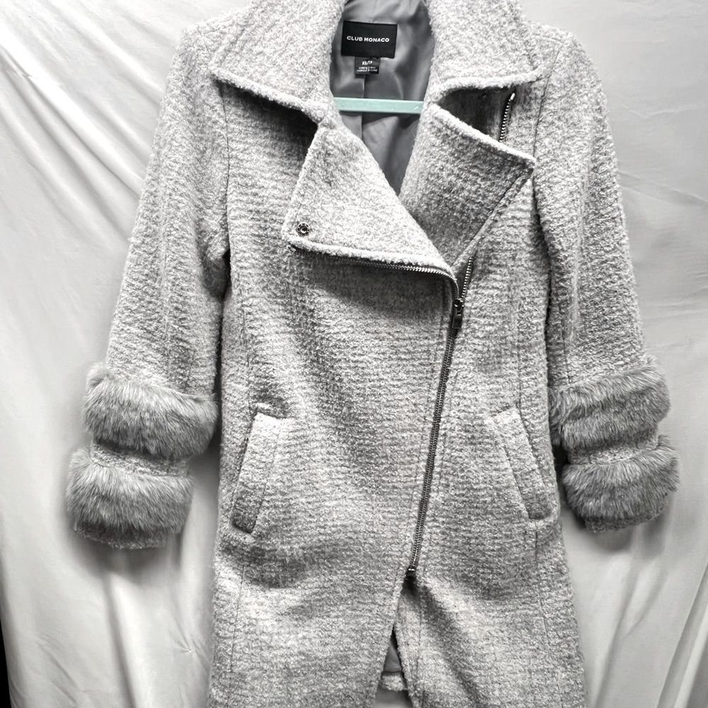 Club Monaco Wool tailored blend fur coat -thick, fancy winter coat XS